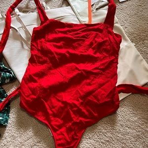 Free people red bodysuit!